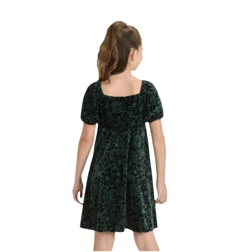 Wicked Paul Tazewell Black Green Velvet Dress XL (14) Celestial Print